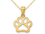 14K Yellow Gold Dog Paw Charm Pendant Necklace with Chain